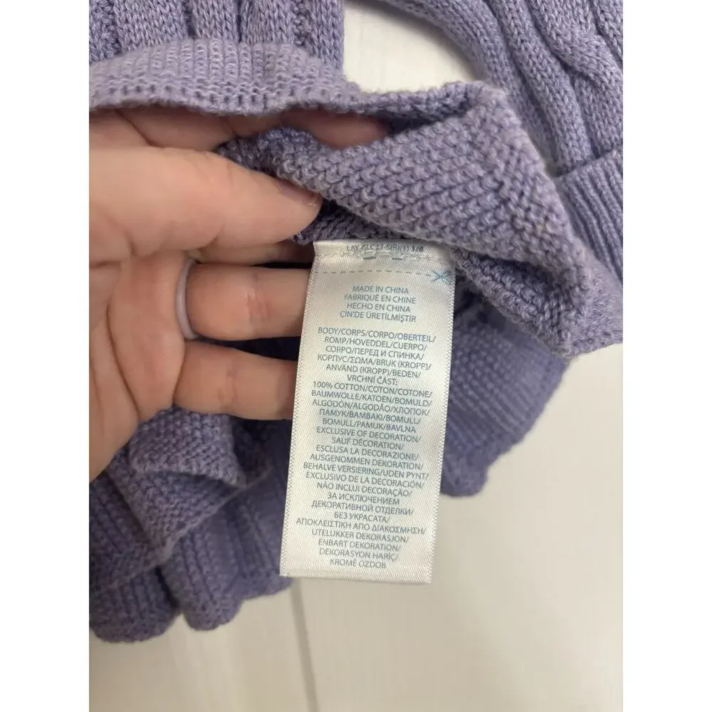 NWT Ralph Lauren Baby Purple Cable Knit Cardigan 6M Ruffle Pony Cotton